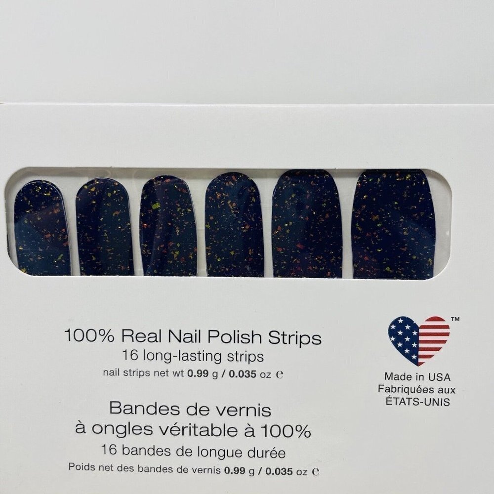Color Street‎ 100% Real Nail Polish Strips Deepwater Opal Blue Glitter 16 Pieces - Picture 2 of 5